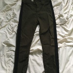 ROMWE olive pants w/ black side stripe size S